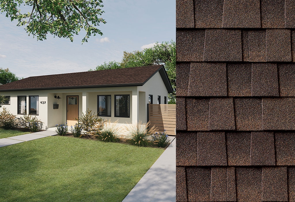A GAF Timberline HDZ RS Aged Chestnut shingle installation on a Southern California home — example of a mid-range roof replacement